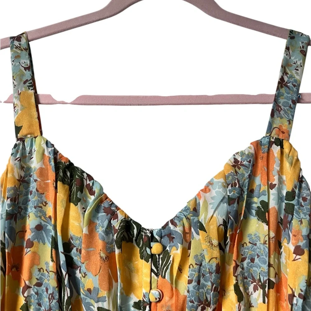 Abercrombie & Fitch Vibrant Floral Maxi Dress - Orange and Blue - Picture 3 of 12